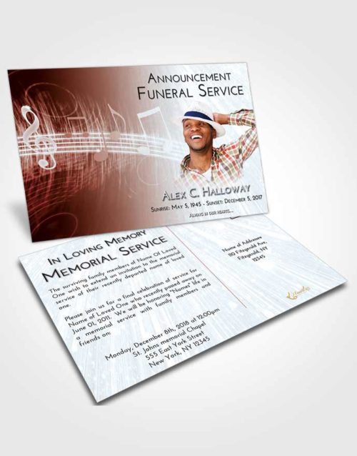 Funeral Announcement Card Template Ruby Love Music Peace