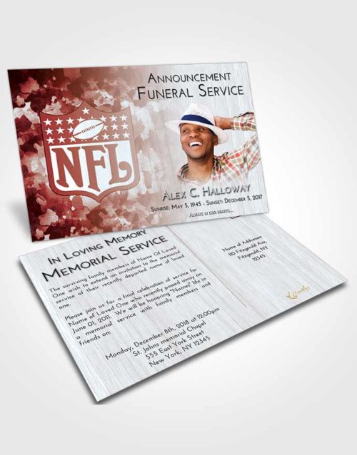 Funeral Announcement Card Template Ruby Love NFL Star