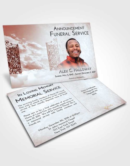 Funeral Announcement Card Template Ruby Love Pearly Gates of Heaven