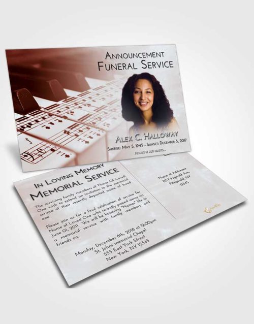Funeral Announcement Card Template Ruby Love Piano Desire
