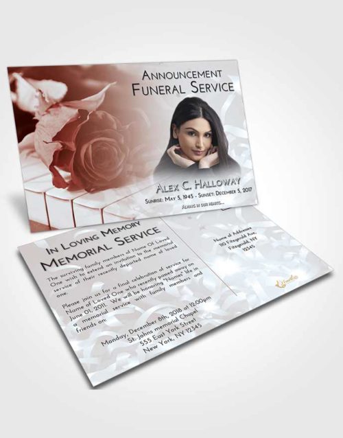 Funeral Announcement Card Template Ruby Love Piano Rose