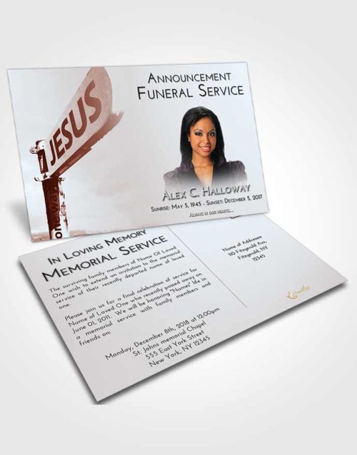 Funeral Announcement Card Template Ruby Love Road to Jesus