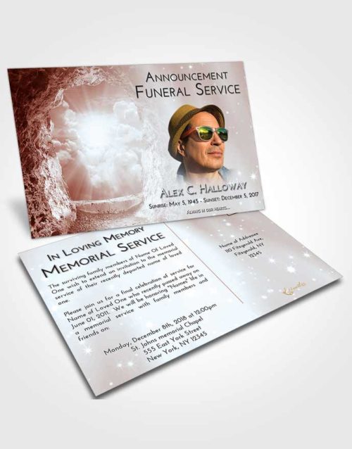 Funeral Announcement Card Template Ruby Love Rocky Gates to Heaven