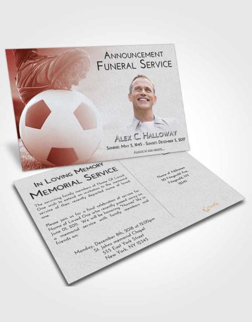 Funeral Announcement Card Template Ruby Love Soccer Cleats