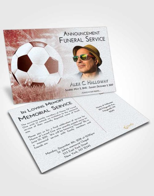 Funeral Announcement Card Template Ruby Love Soccer Dreams