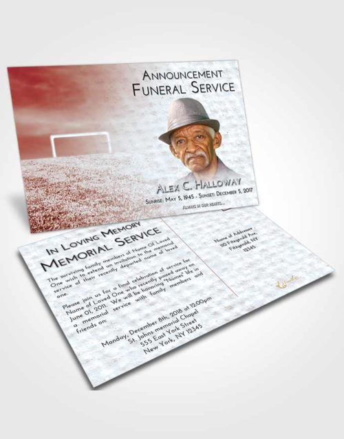 Funeral Announcement Card Template Ruby Love Soccer Journey