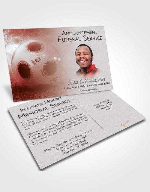 Funeral Announcement Card Template Ruby Love Soccer Miracle
