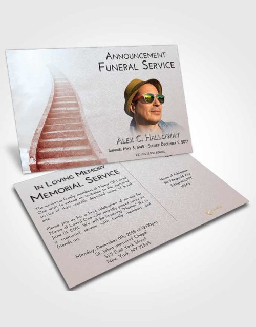 Funeral Announcement Card Template Ruby Love Stairway to Bliss