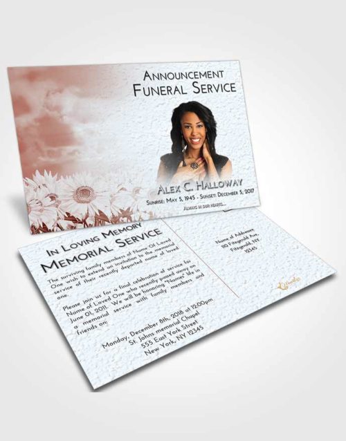Funeral Announcement Card Template Ruby Love Sunflower Bliss