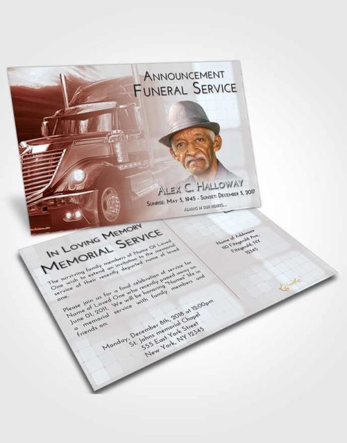 Funeral Announcement Card Template Ruby Love Trucker Life