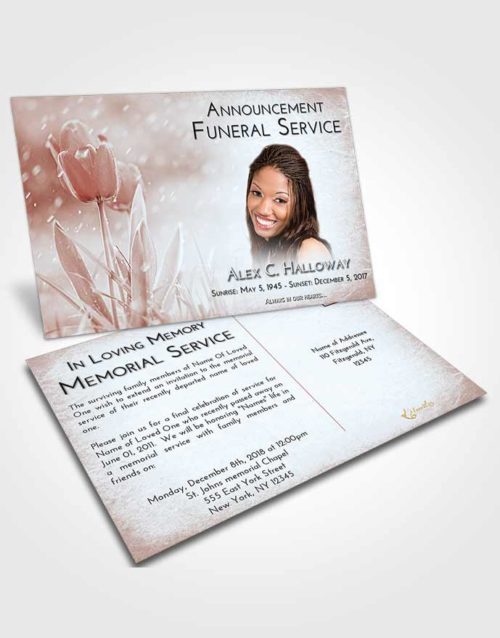 Funeral Announcement Card Template Ruby Love Tulip Whisper