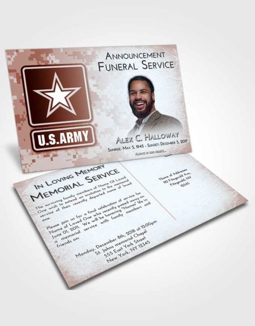 Funeral Announcement Card Template Ruby Love United States Army