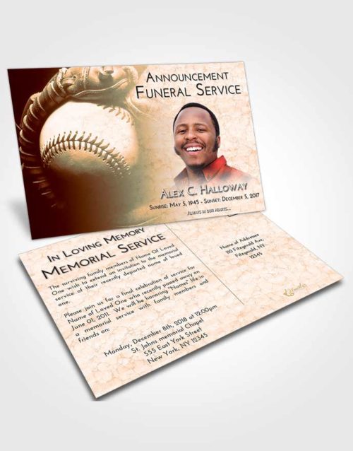 Funeral Announcement Card Template Soft Dusk Baseball Life