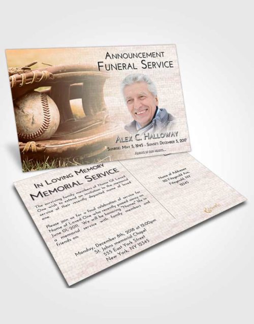 Funeral Announcement Card Template Soft Dusk Baseball Tranquility