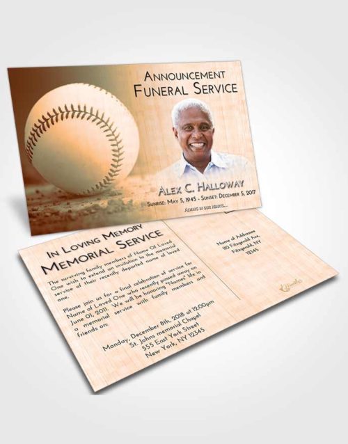 Funeral Announcement Card Template Soft Dusk Baseball Victory