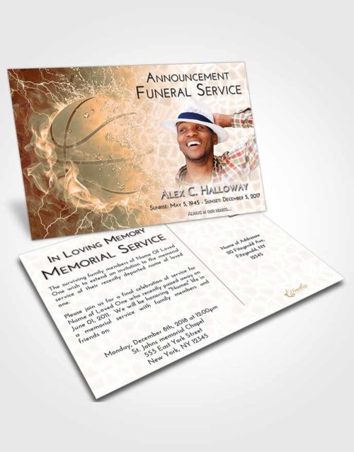 Funeral Announcement Card Template Soft Dusk Basketball Heat