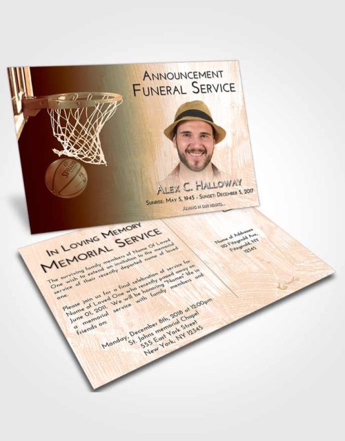 Funeral Announcement Card Template Soft Dusk Basketball Journey
