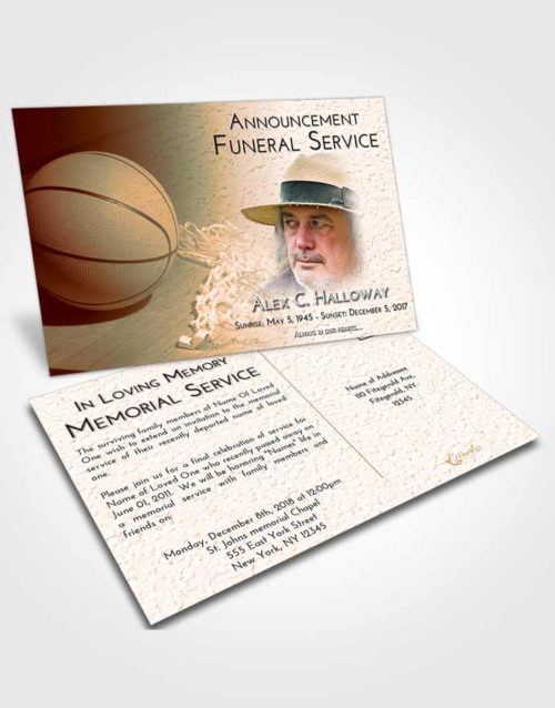 Funeral Announcement Card Template Soft Dusk Basketball Peace
