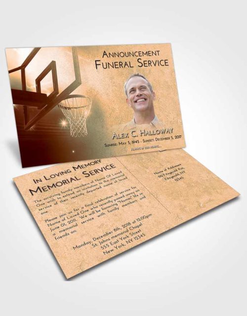 Funeral Announcement Card Template Soft Dusk Basketball Pride