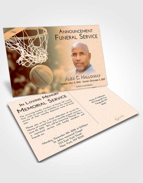 Funeral Announcement Card Template Soft Dusk Basketball Swish