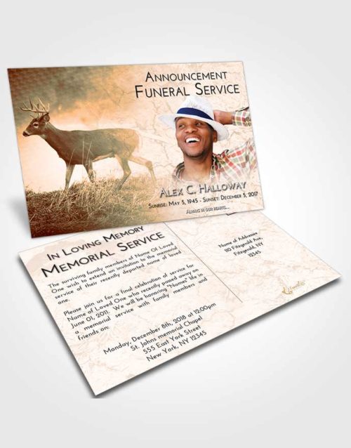 Funeral Announcement Card Template Soft Dusk Deer Game
