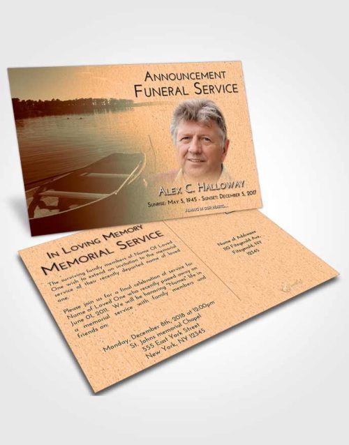 Funeral Announcement Card Template Soft Dusk Fishing Boat