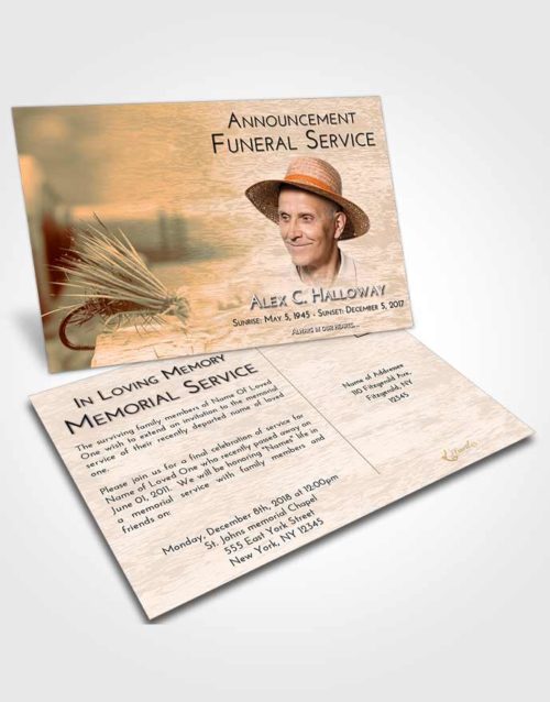 Funeral Announcement Card Template Soft Dusk Fishing Serenity