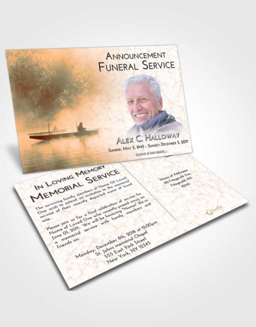 Funeral Announcement Card Template Soft Dusk Fishing Tranquility