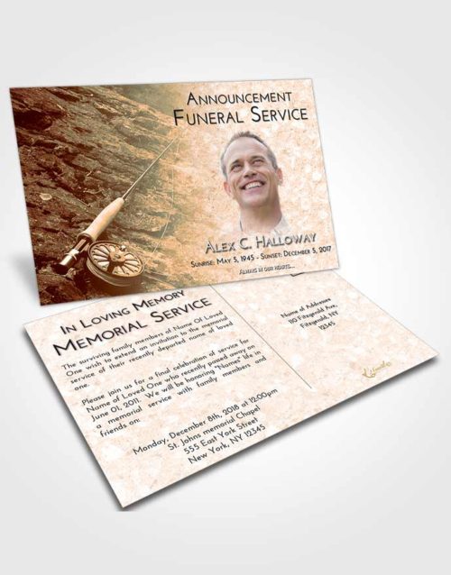 Funeral Announcement Card Template Soft Dusk Fishing on the Rocks