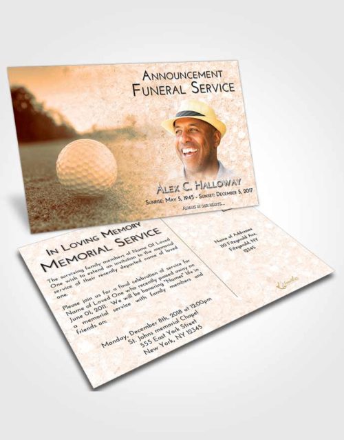 Funeral Announcement Card Template Soft Dusk Golfing Honor