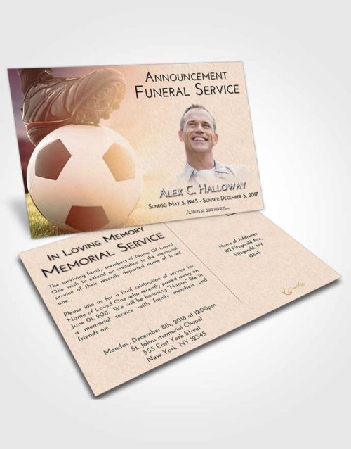 Funeral Announcement Card Template Soft Dusk Soccer Cleats