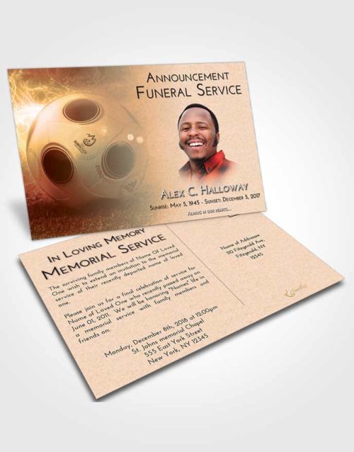 Funeral Announcement Card Template Soft Dusk Soccer Miracle