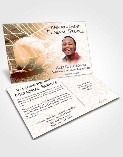 Funeral Announcement Card Template Soft Dusk Soccer Pride