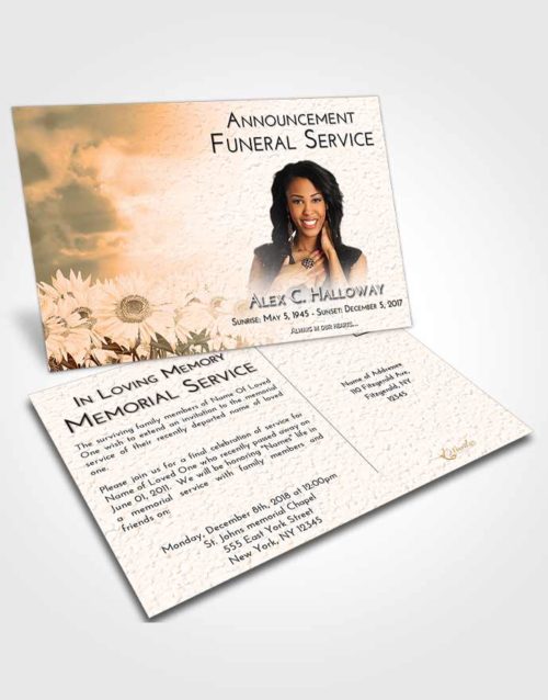 Funeral Announcement Card Template Soft Dusk Sunflower Bliss