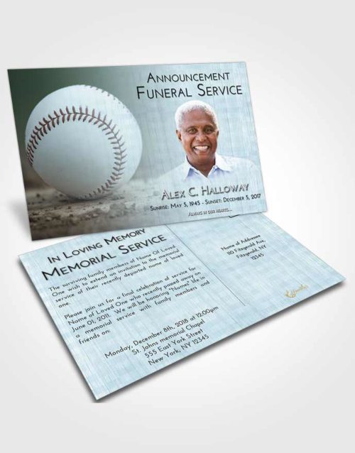 Funeral Announcement Card Template Soft Emerald Love Baseball Victory