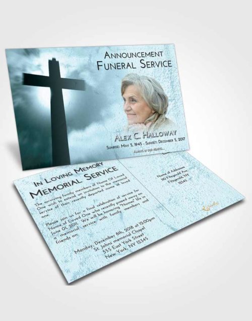 Funeral Announcement Card Template Soft Emerald Love Faith in the Cross
