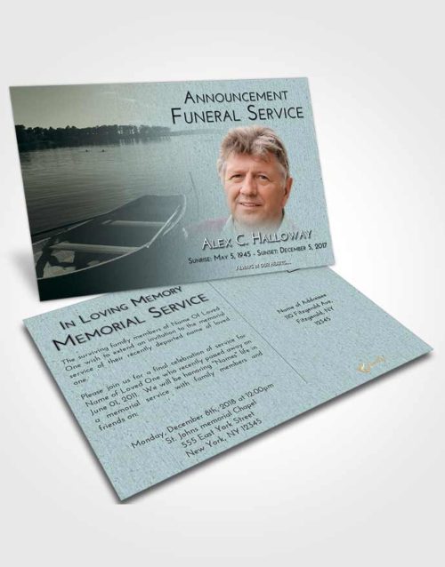 Funeral Announcement Card Template Soft Emerald Love Fishing Boat