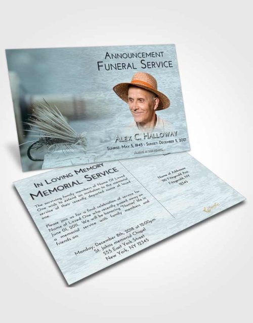 Funeral Announcement Card Template Soft Emerald Love Fishing Serenity