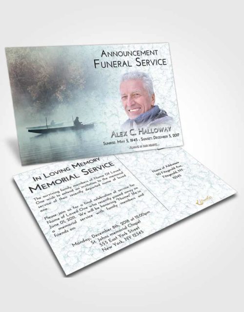 Funeral Announcement Card Template Soft Emerald Love Fishing Tranquility
