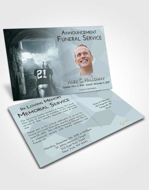 Funeral Announcement Card Template Soft Emerald Love Football Victory