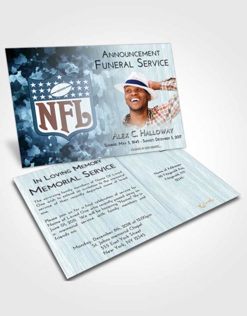 Funeral Announcement Card Template Soft Emerald Love NFL Star