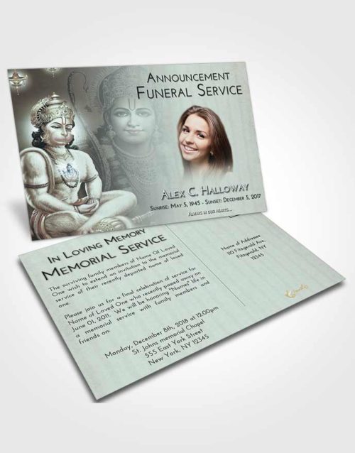 Funeral Announcement Card Template Soft Emerald Love Ram Bhakth Hanuman