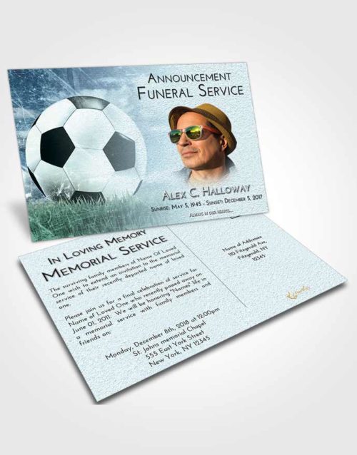 Funeral Announcement Card Template Soft Emerald Love Soccer Dreams