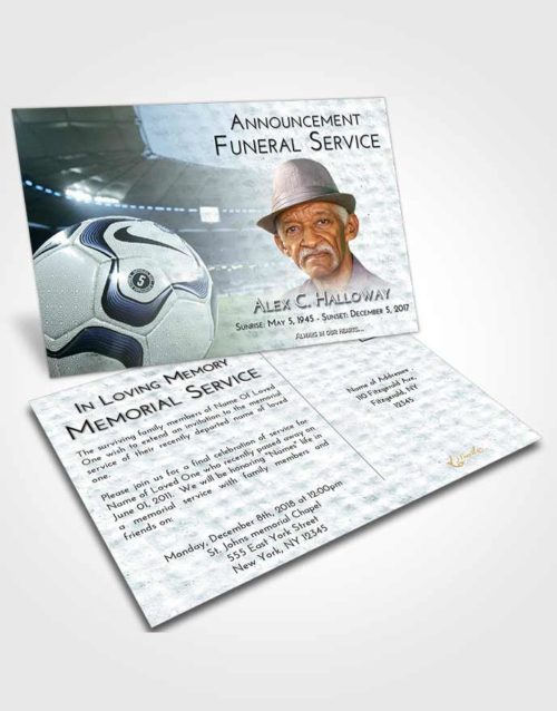 Funeral Announcement Card Template Soft Emerald Love Soccer Life
