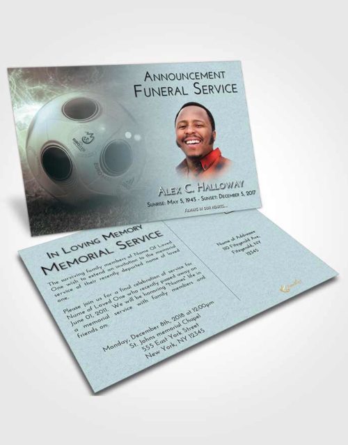 Funeral Announcement Card Template Soft Emerald Love Soccer Miracle