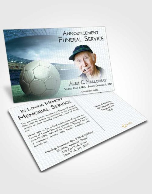 Funeral Announcement Card Template Soft Emerald Soccer Love