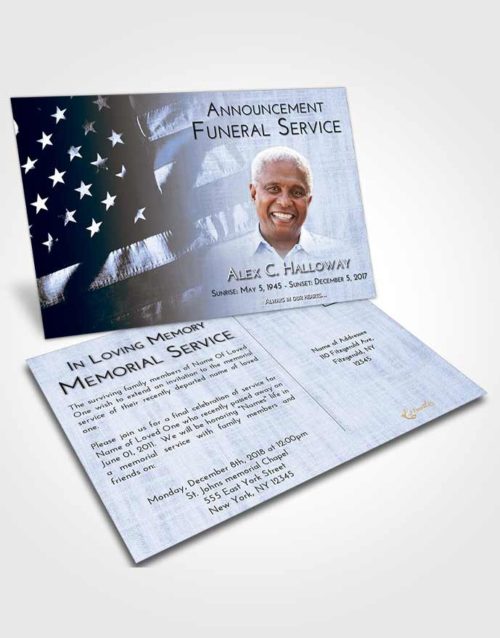 Funeral Announcement Card Template Splendid American Veteran