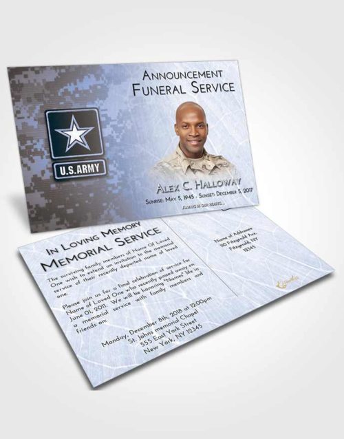 Funeral Announcement Card Template Splendid Army Duty