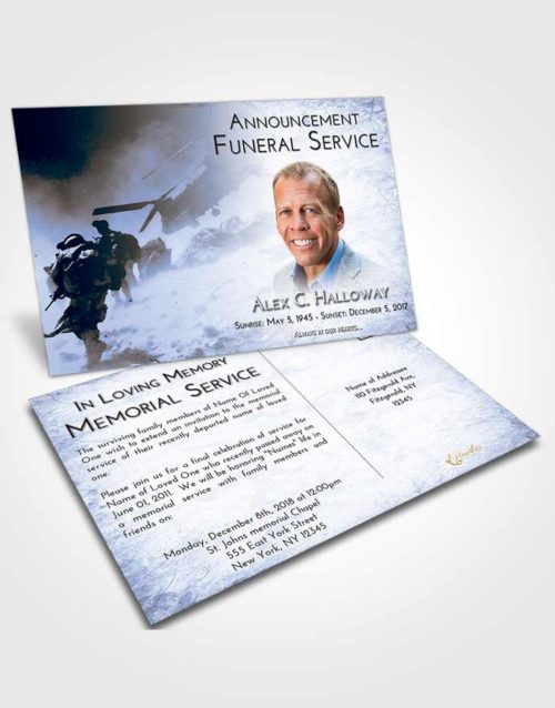Funeral Announcement Card Template Splendid Army Sacrifice