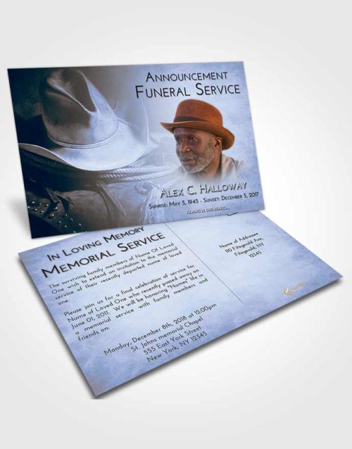 Funeral Announcement Card Template Splendid Cowboy Serenity